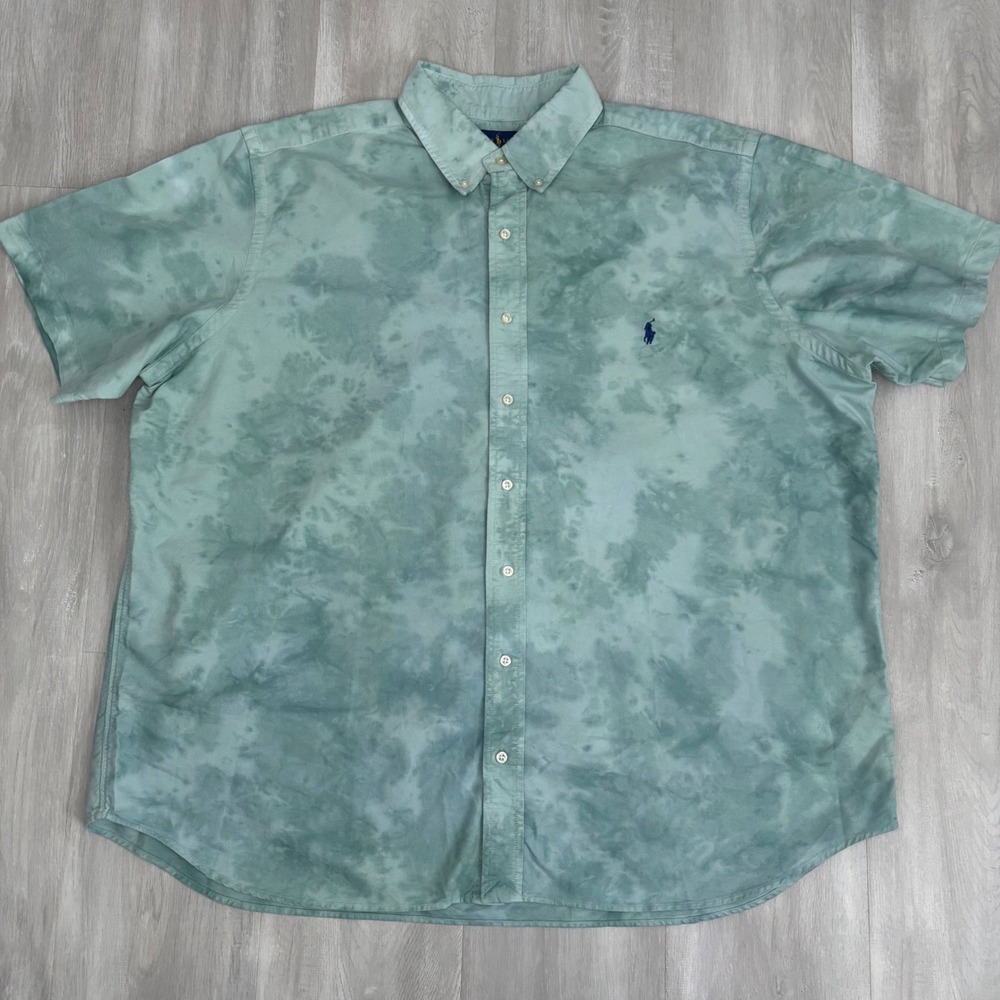 Polo Ralph Lauren Mens 2XB 100% Cotton Tie Dye Oxford Plaid Shirt with Pony - Picture 1 of 10